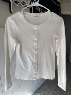 bohme White Long-Sleeve Button Front Top